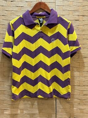 Billionaire Boys Club Zig Zag Polo Yellow Purple Size M